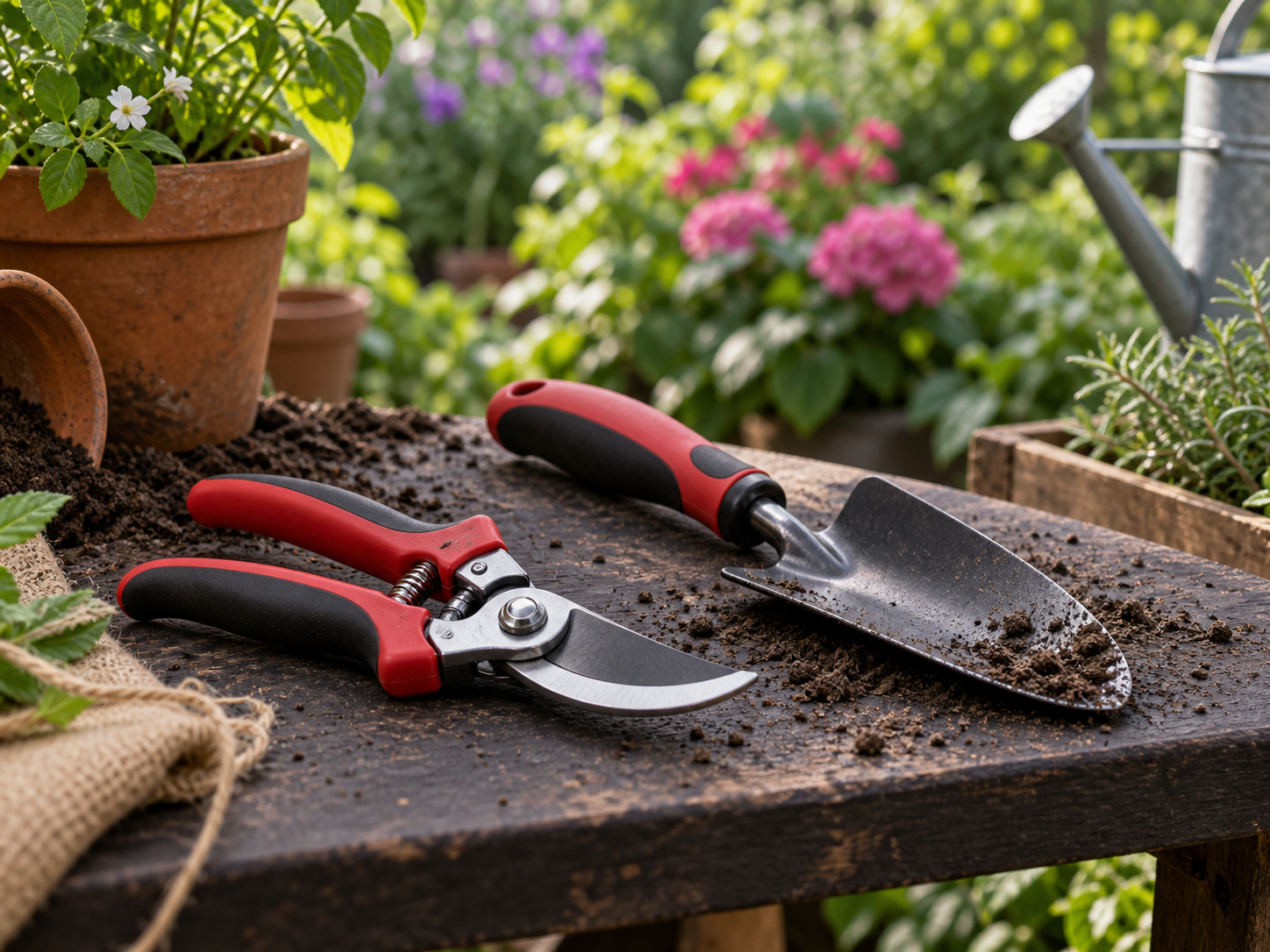 Illustrative garden hand tools